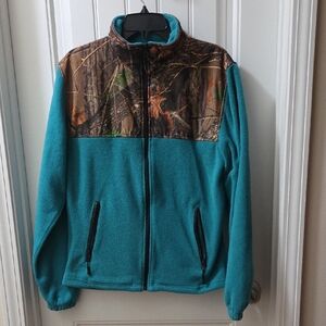 Green Fleece Jacket with Camo Yoke - Women's Full-Zip
